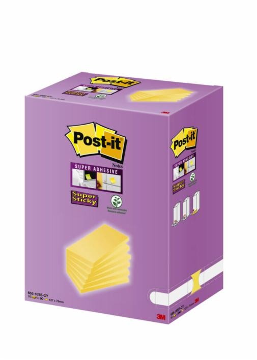 POST-IT Super Sticky Tower 127x76mm 655-16SSCY jaune 16x90 feuilles