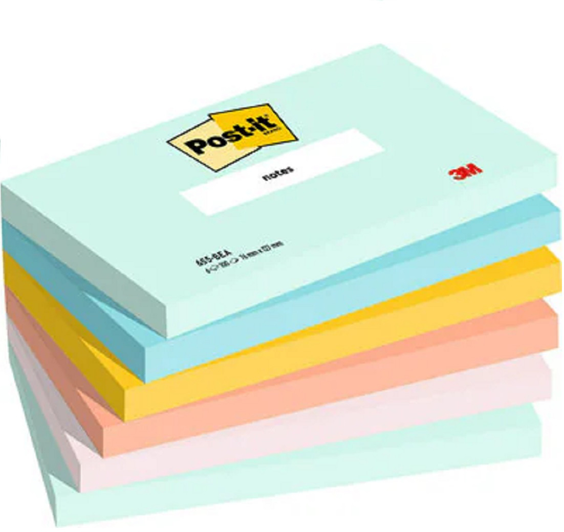 POST-IT Sticky Notes Beach 127x76mm 655-6-BEA 5-couleurs 6x100 feuille