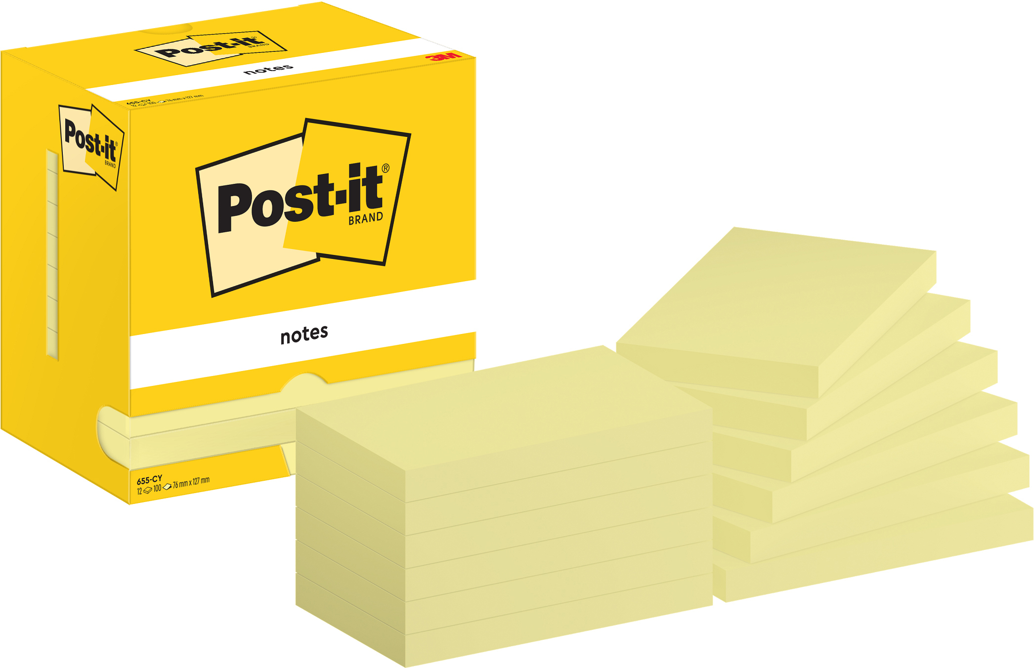 POST-IT Notes 76x127mm 655 CY jaune 12x100 feuilles jaune 12x100 feuilles