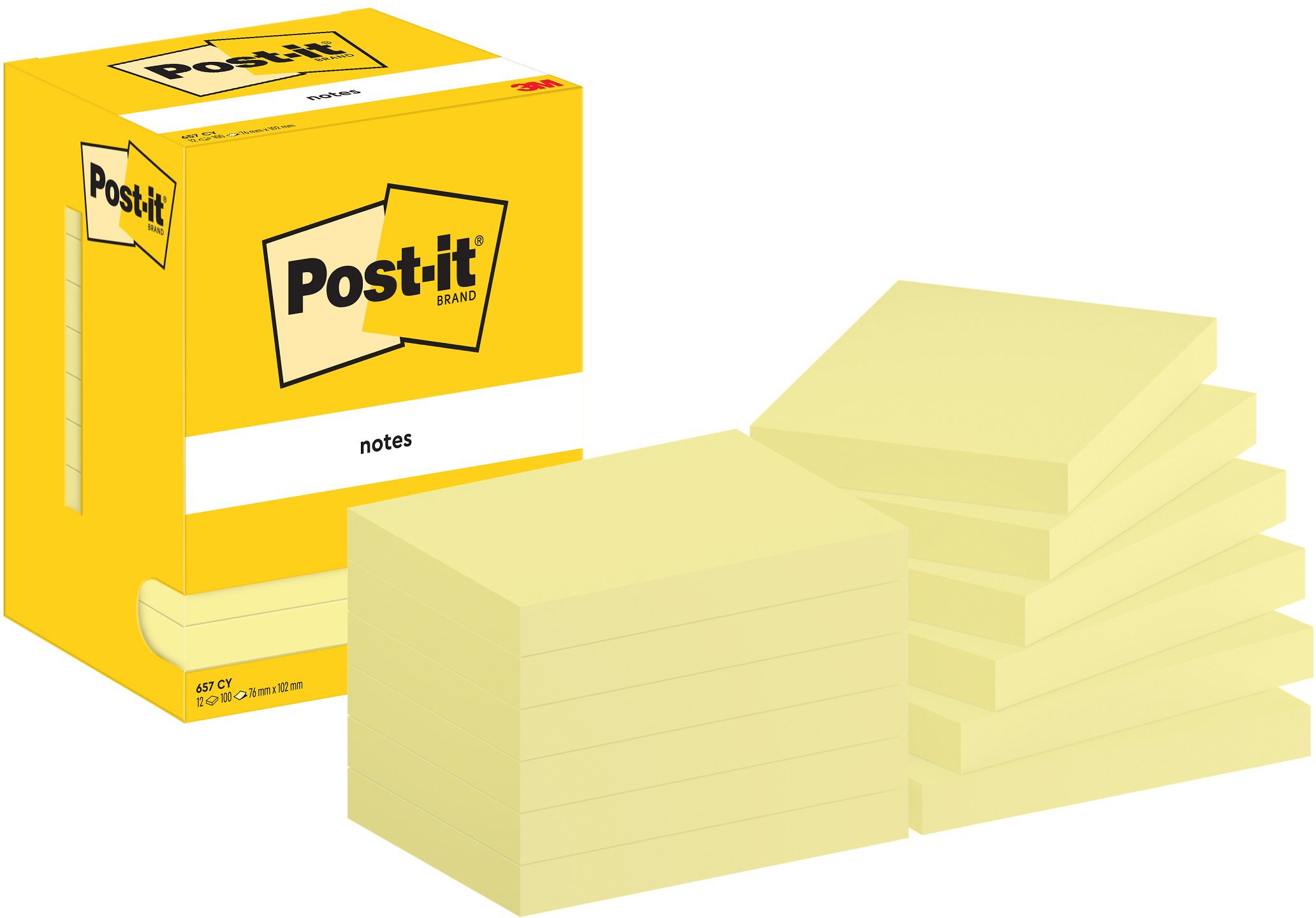 POST-IT Notes 76x102mm 657 CY jaune 12x100 feuilles jaune 12x100 feuilles
