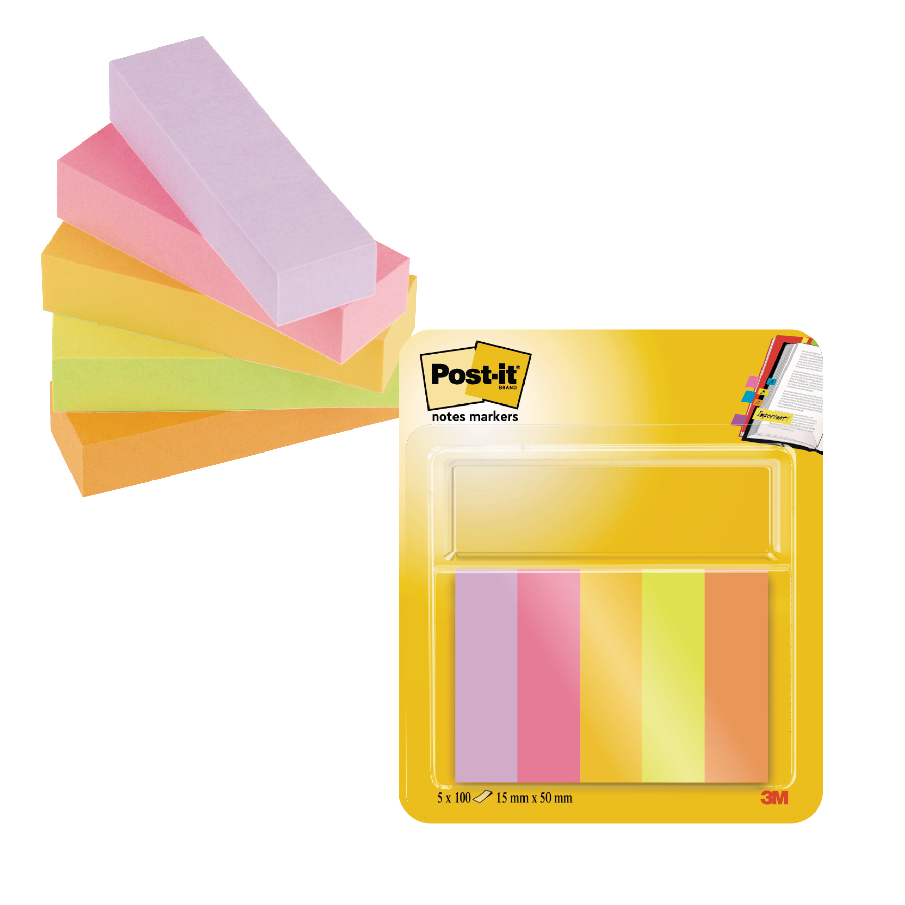 POST-IT Page Marker 15mmx50mm 670-5TFEN 5 couleurs 5x50 bandes