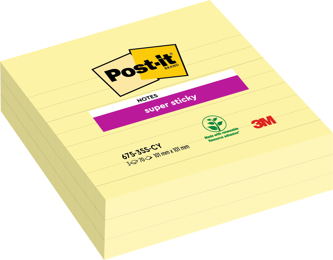 POST-IT Super Sticky XL Notes 675-3SSCY 101x101mm, 70 flls. 3 pcs.