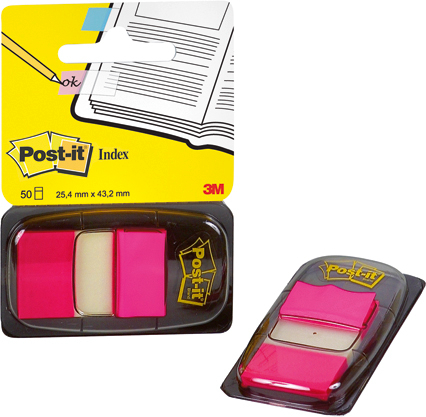 POST-IT Haftmarker Index 25,4x43,2mm neon pink transparent + Dispenser<br>