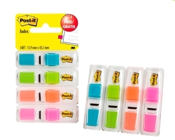POST-IT Index Tabs Clear 43.2x11.9mm 683-4ABX 4-couleurs/4x35 tabs