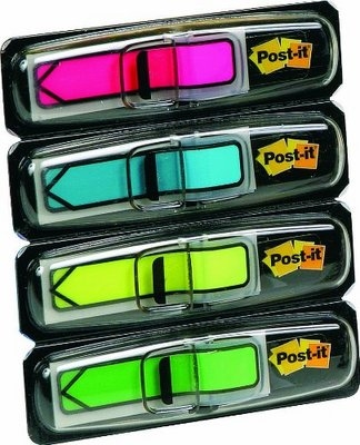 POST-IT Haftmarker Index Pfeile 11,9x43,1mm 4 neon Farben transparent + Dispenser<br>