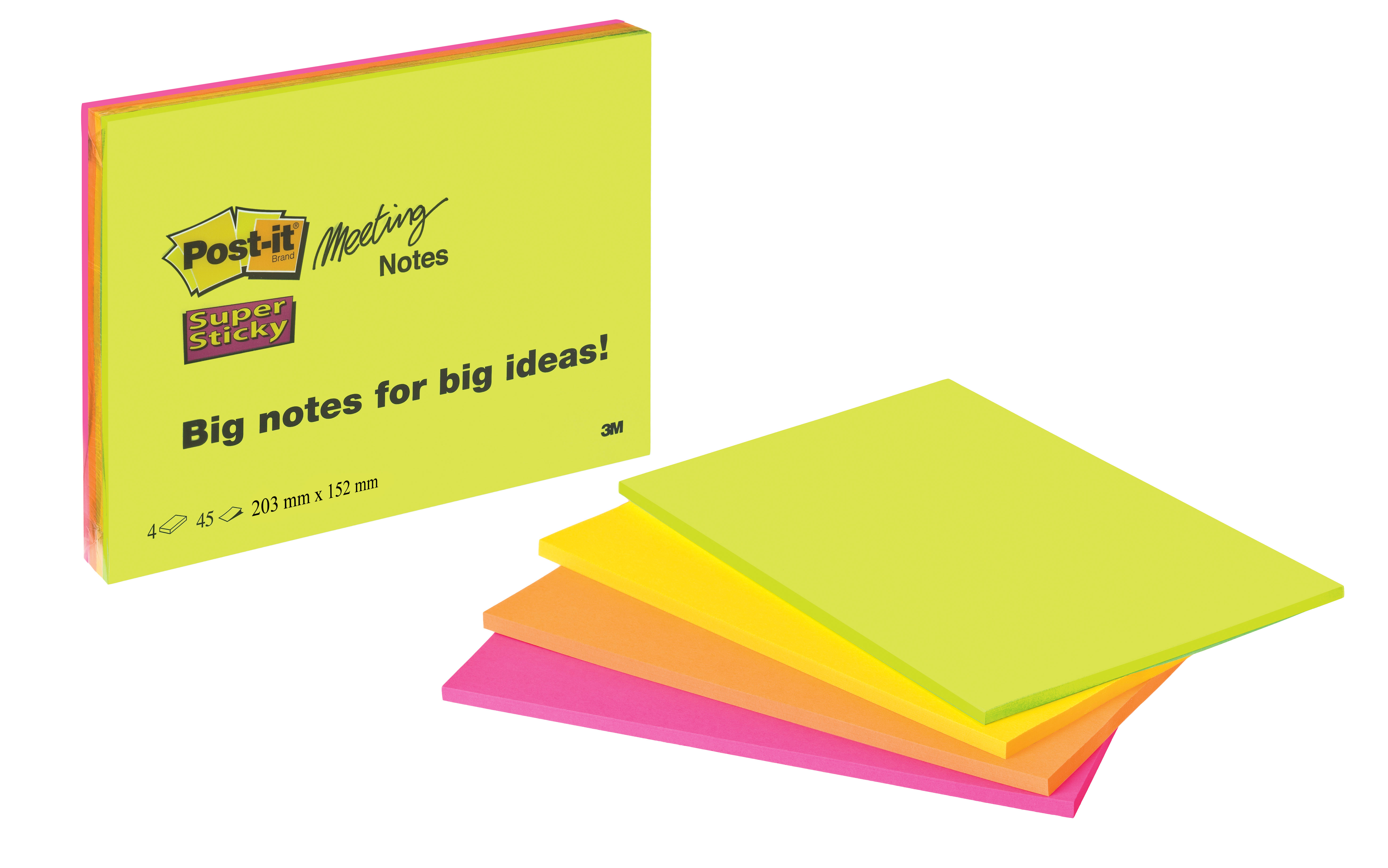 POST-IT Super Sticky Big Notes 4x45 f. 6845-SSP 4 couleur ass. 152x203mm