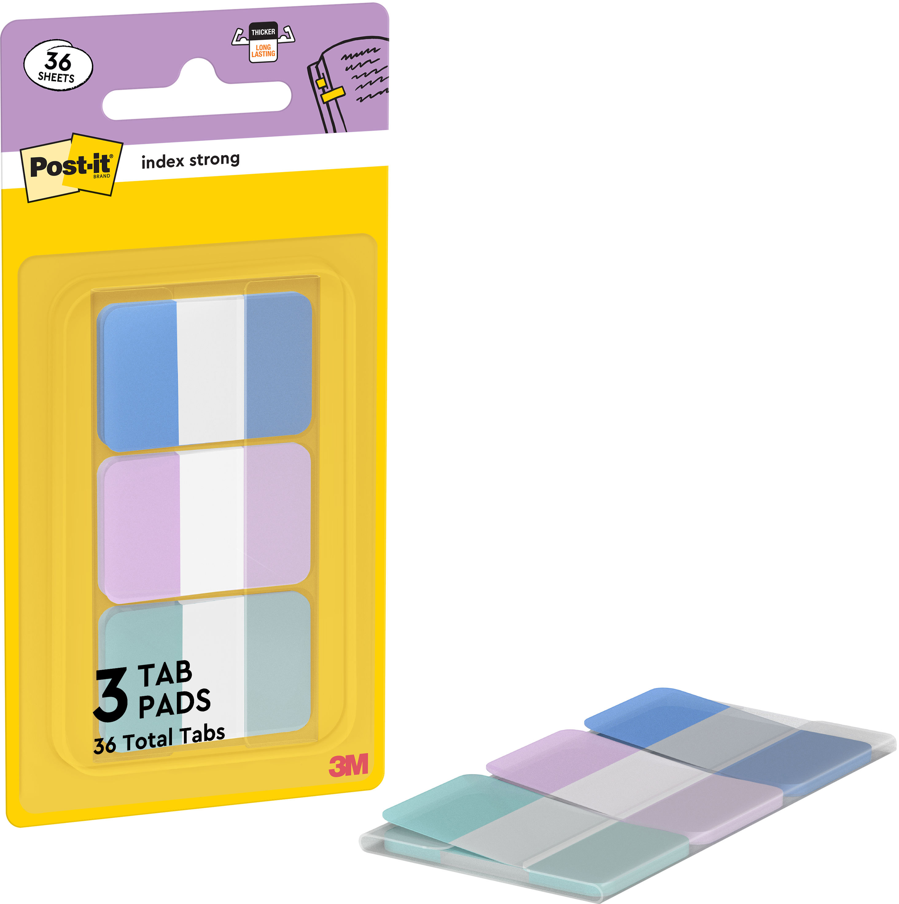 photo POST-IT Adhésifs Index 25.4x38.1mm 686-3COAST Strong, pastel 3x12 feuilles