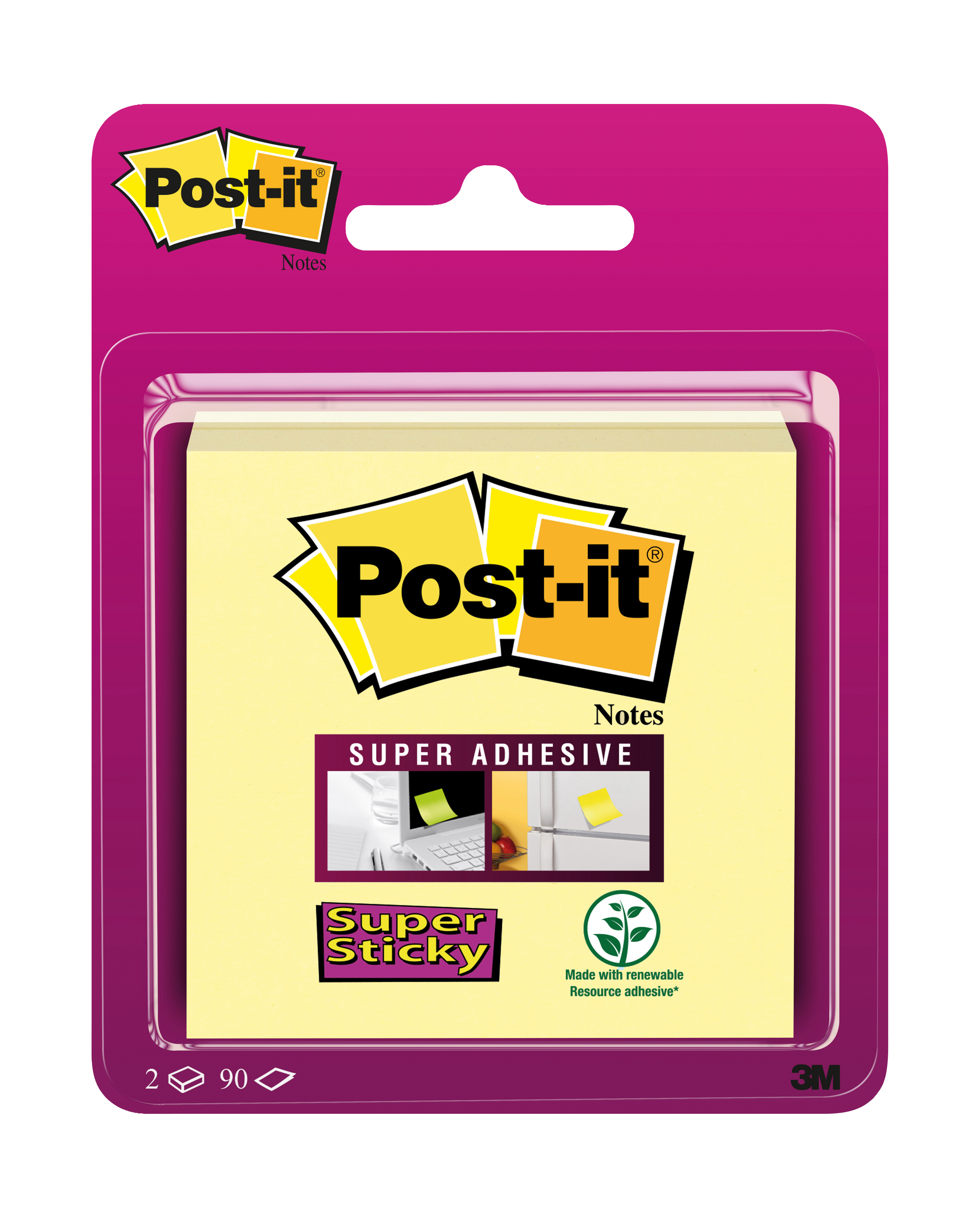 POST-IT Super Sticky Notes 76x76mm 6922SS-CY jaune 2 pcs.
