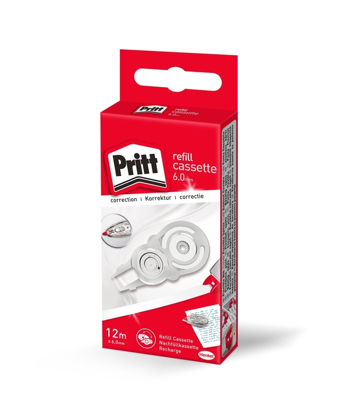 PRITT Cassette reill 6.0mmx12m PRX6H blanc, pour roller correcteur