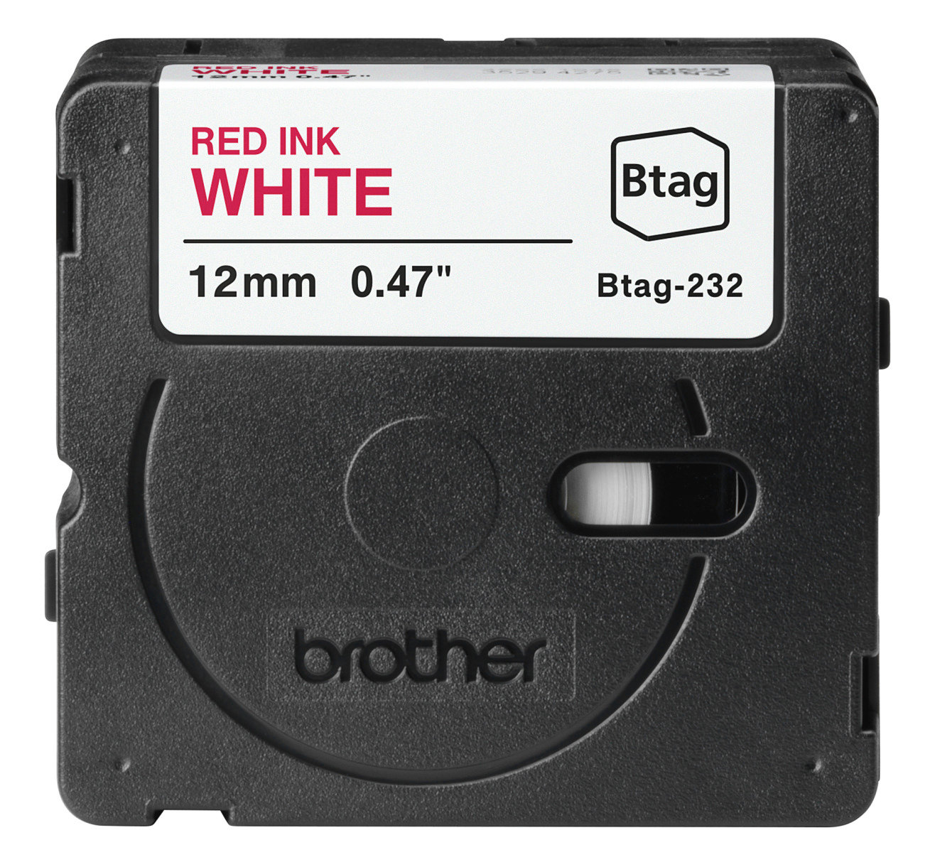 photo PTOUCH Ruban rouge/blanc non laminé BTAG-232 PT-N10/N20/N25BT 12 mm