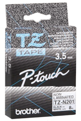 PTOUCH Ruban, non laminé noir/blanc TZe-N201 PT-1280 3.5 mm