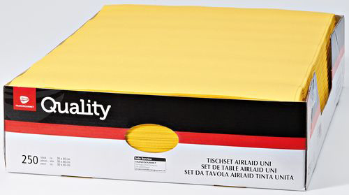 QUALITY Set de table Airlaid uni 992703 jaune 250 pcs.
