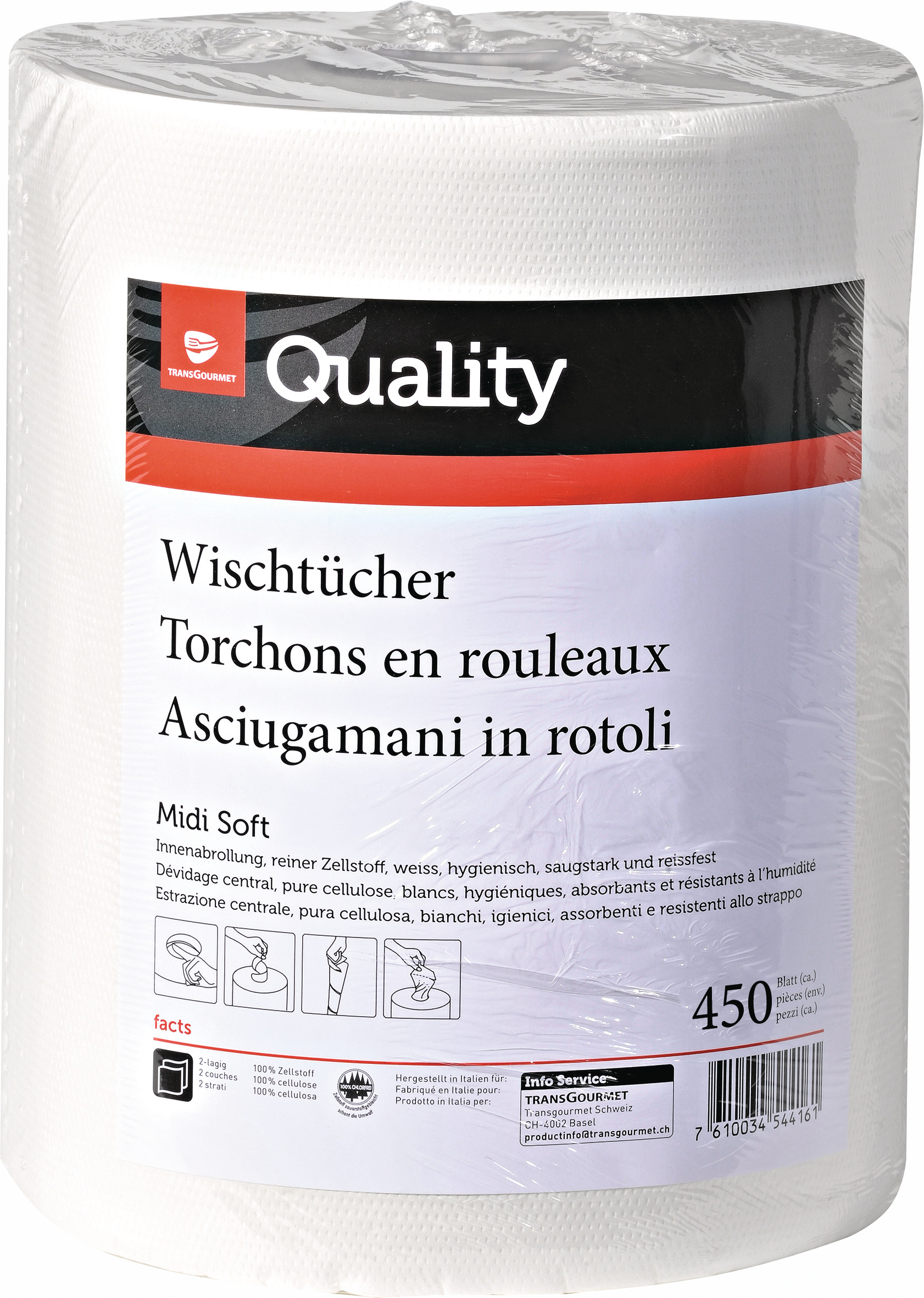QUALITY Wischtücher soft midi 993320.0 2-lagig, 6 Rollen à 450 Blatt