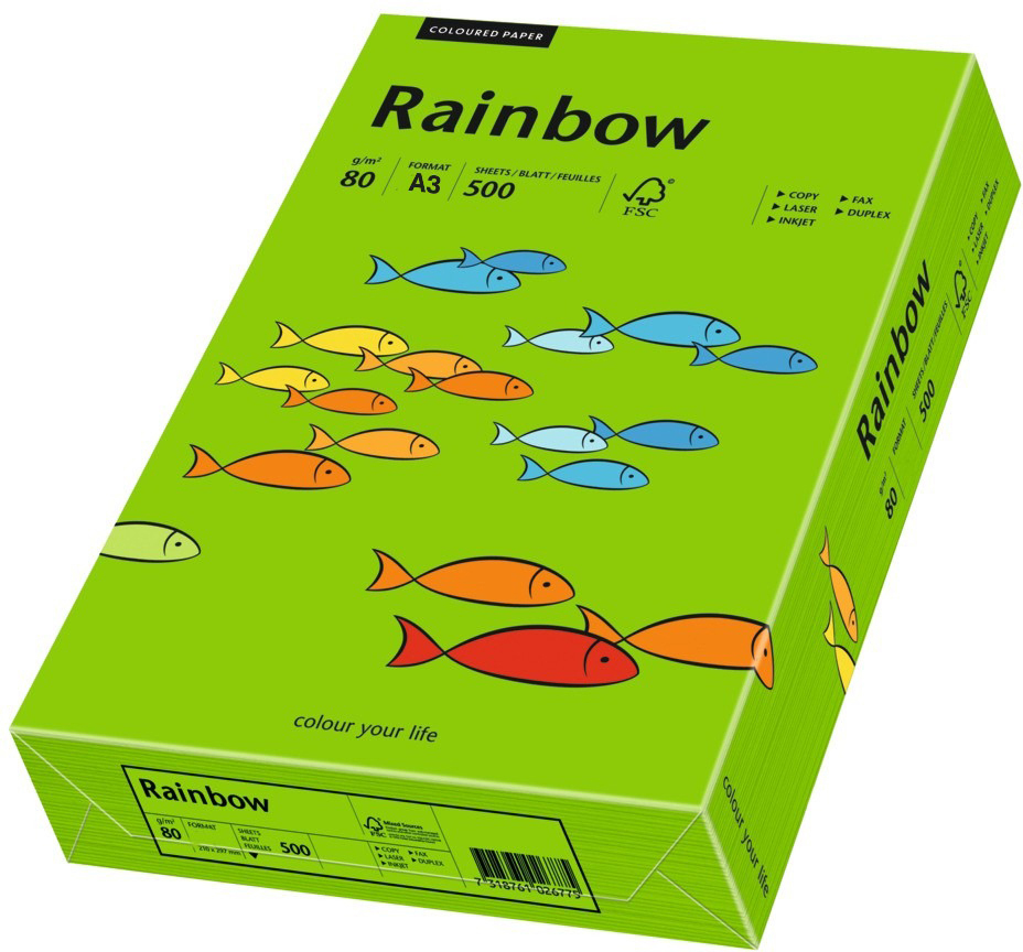 photo RAINBOW Papier vert intense/78 A3 88042676 FSC, 80g 500 feuilles