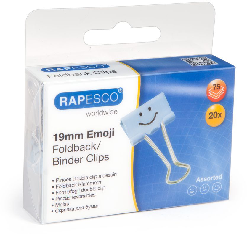 RAPESCO Foldback Clip Emoji 19mm 1350 bleu clair 20 pcs.