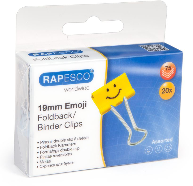 RAPESCO Foldback Clip Emoji 19mm 1351 jaune 20 pcs.