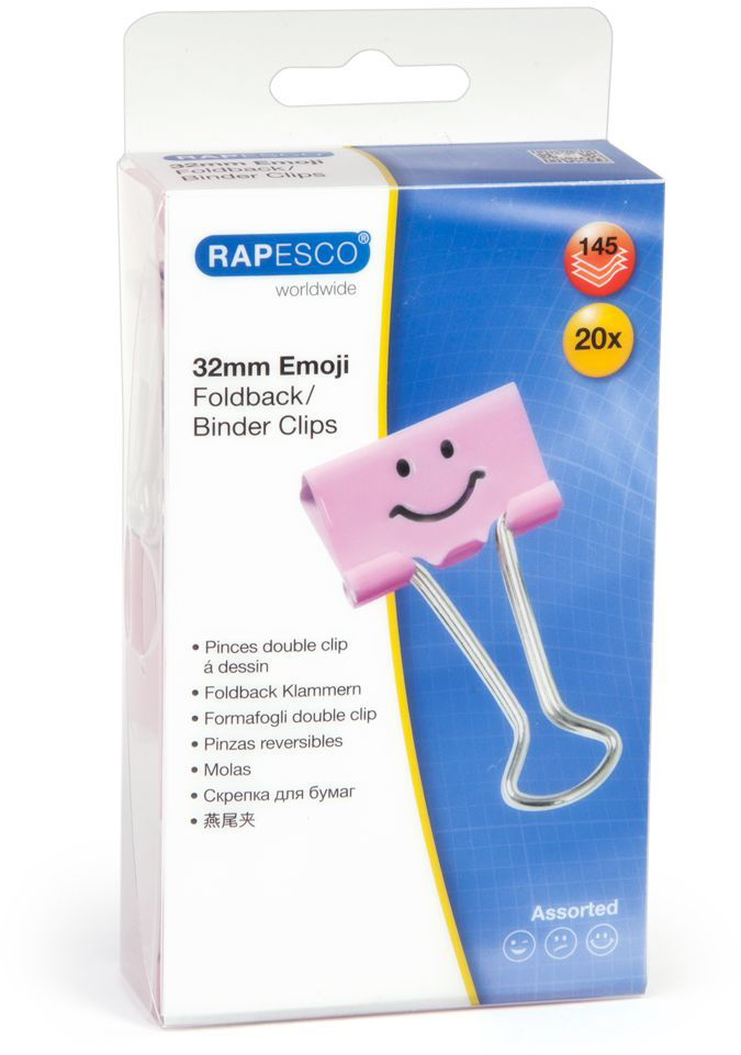 RAPESCO Foldback Clip Emoji 32mm 1352 rose 20 pcs.