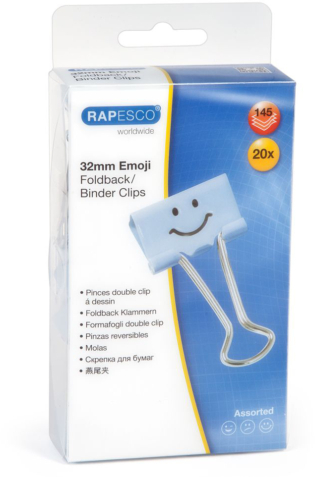 RAPESCO Foldback Clip Emoji 32mm 1353 bleu clair 20 pcs.