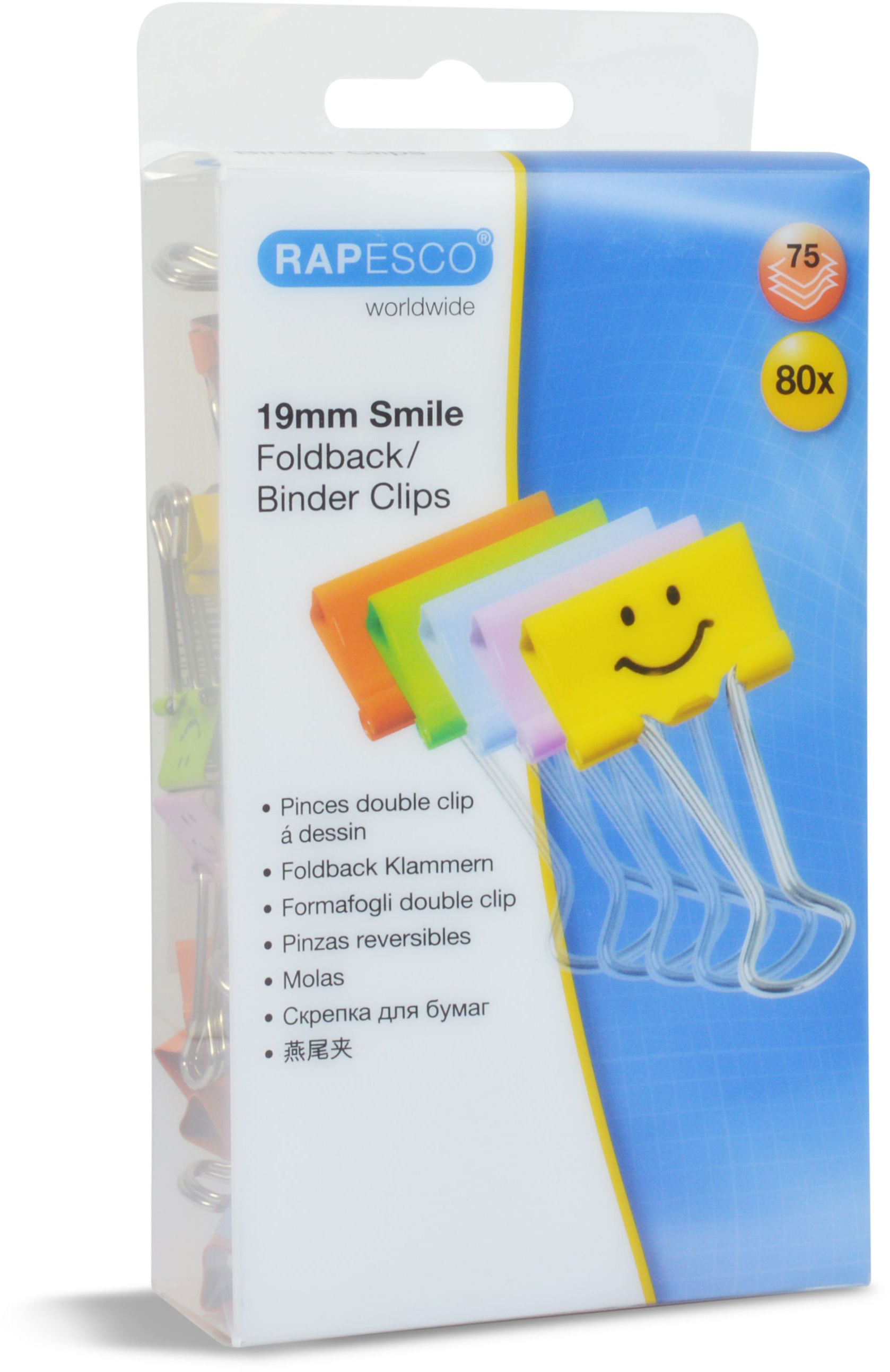 RAPESCO Foldback Clip Emoji 19mm 1428 ass. 80 pcs.