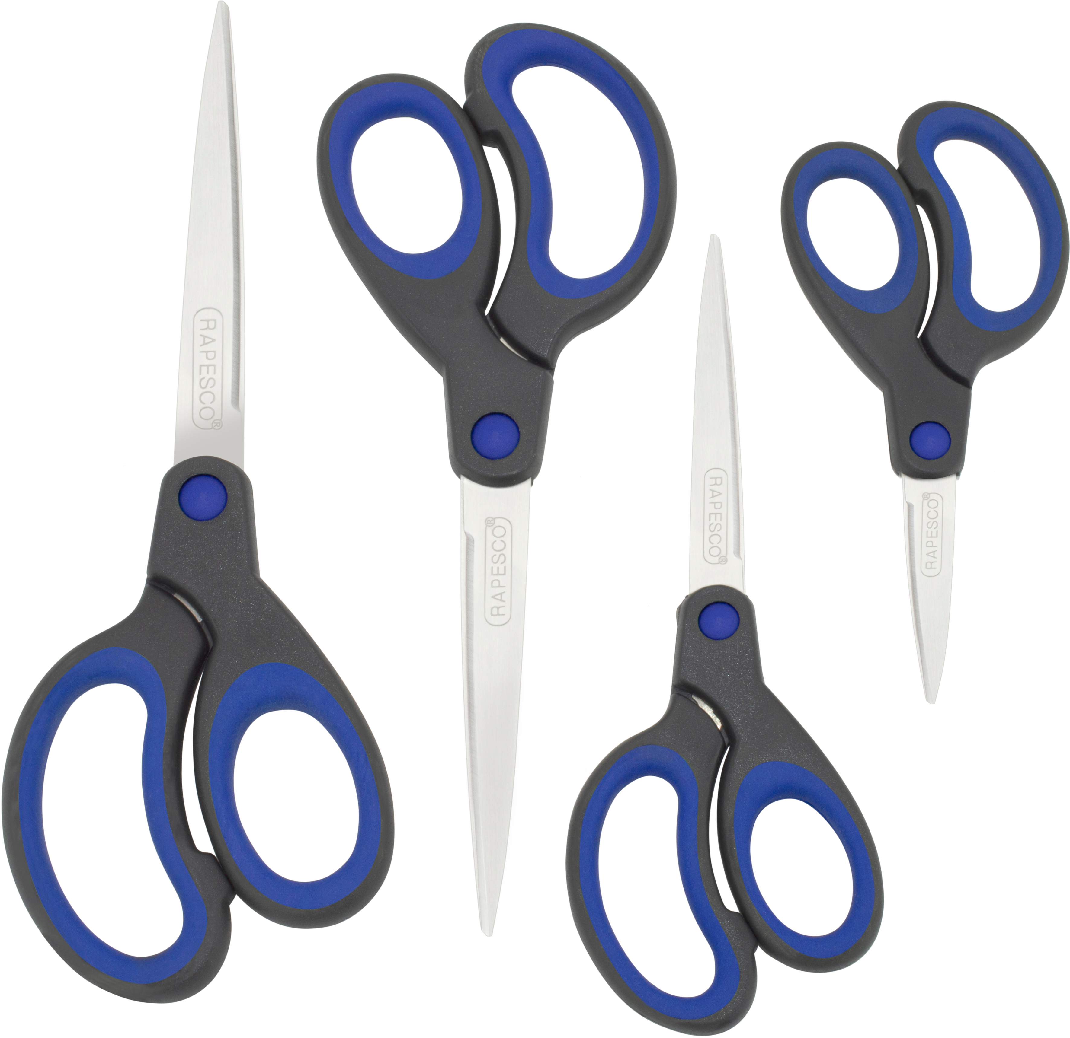 photo RAPESCO Ciseaux Soft-Grip 1578 4 pcs. noir/bleu
