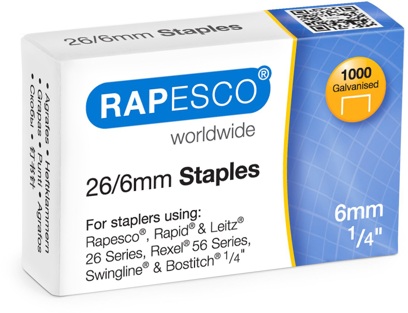 RAPESCO Agrafes 26/6mm S11661Z3 1000 pcs. galvanisé