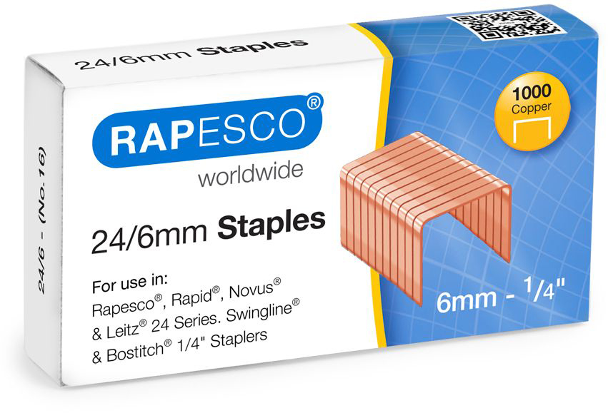 photo RAPESCO Agrafes 24/6mm S24600Z3 1000 pcs. cuivré