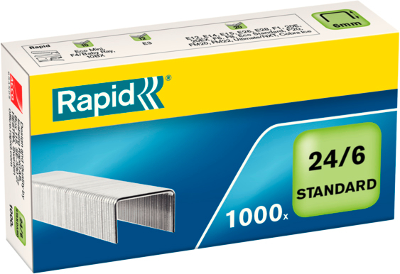 RAPID Heftklammern 24/6 verzinkt 24855600 max. 20 Blatt 1000 Stück