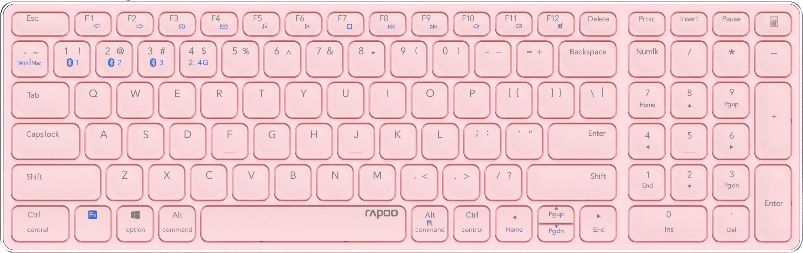 RAPOO E9700M ultraslim keyboard 12134 wireless, Pink wireless, Pink