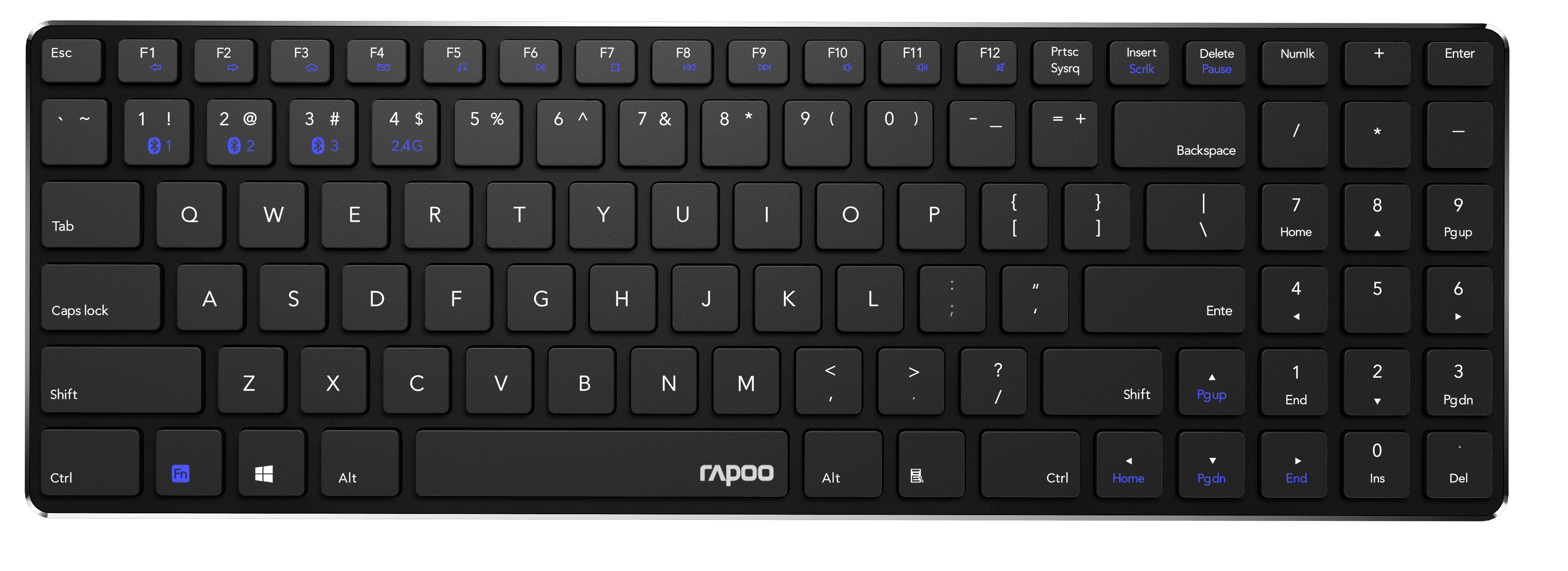 RAPOO E9100M Wireless Keyboard 18883 Multimode, black Multimode, black