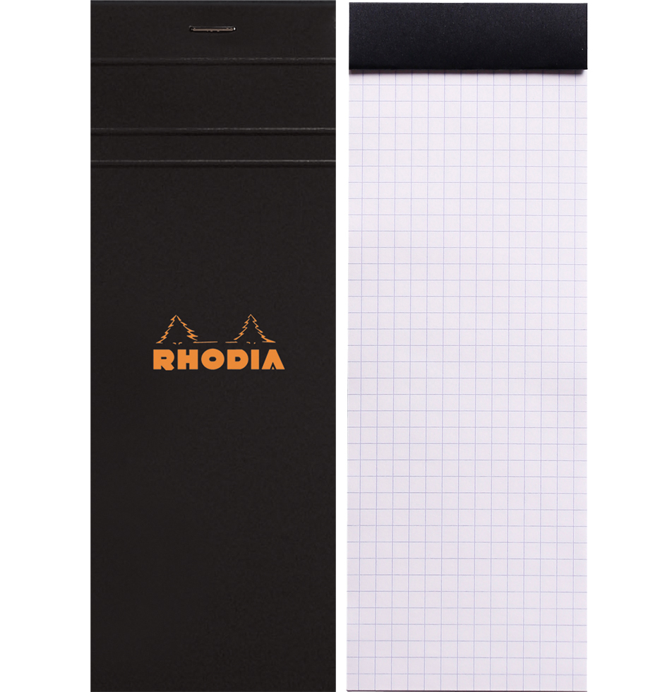 RHODIA Bloc notes noir 74x210mm 82009C quadrillé 80 feuilles