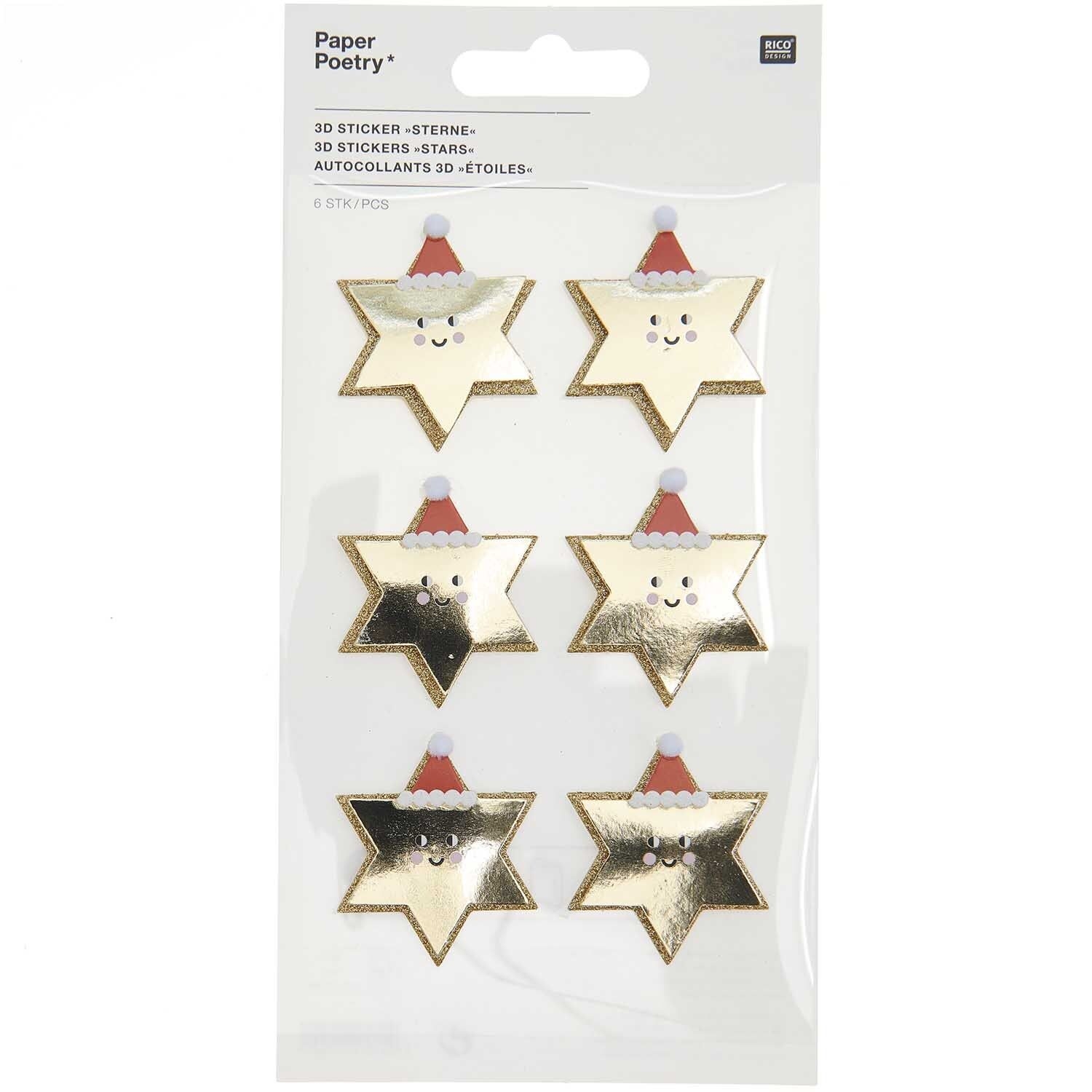 photo RICO DESIGN Autocollants 3D jaime Noël 300471 Sterne 6 pièces