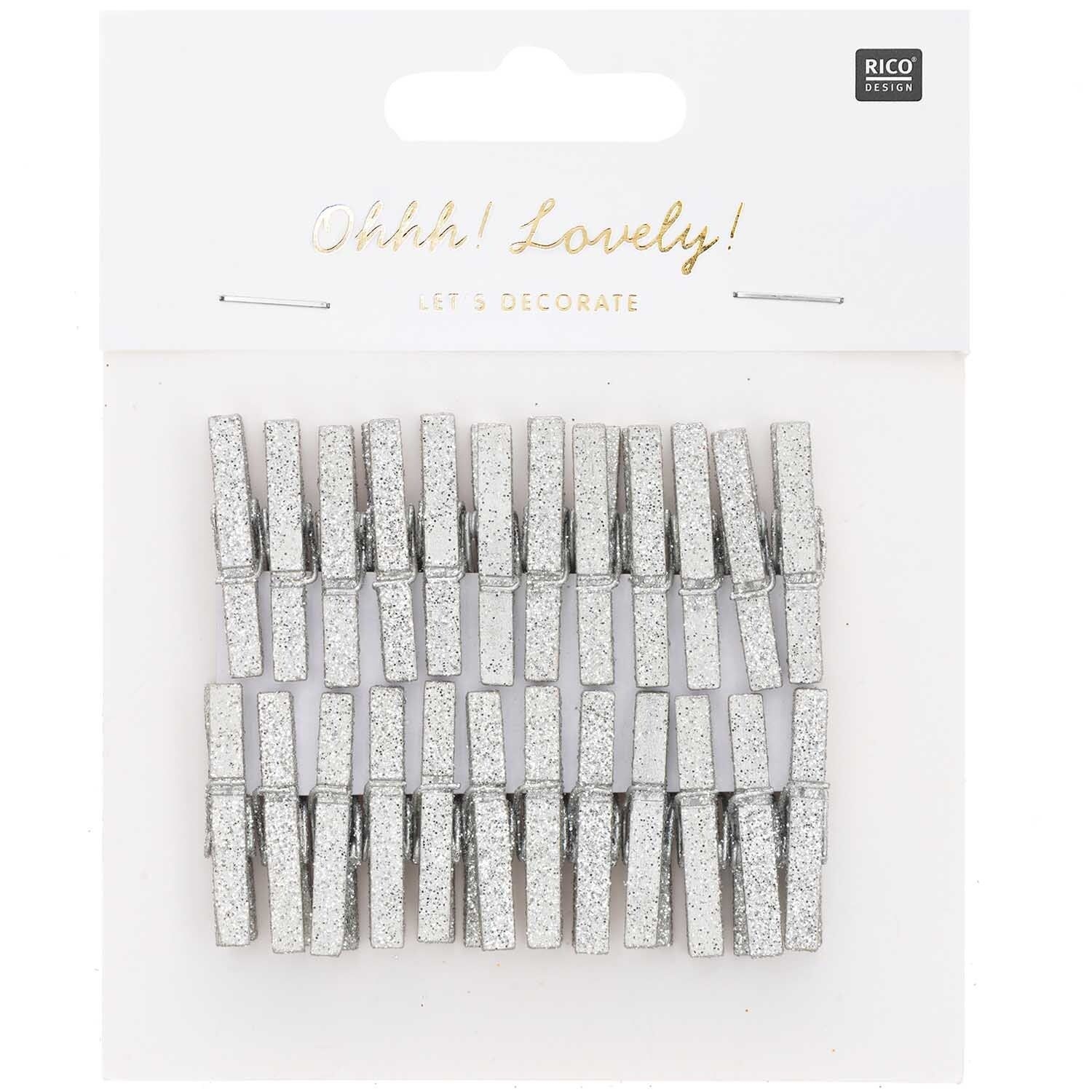 photo RICO DESIGN Clips déco pailletés 3cm 7040.30.89 silber 24 pièces