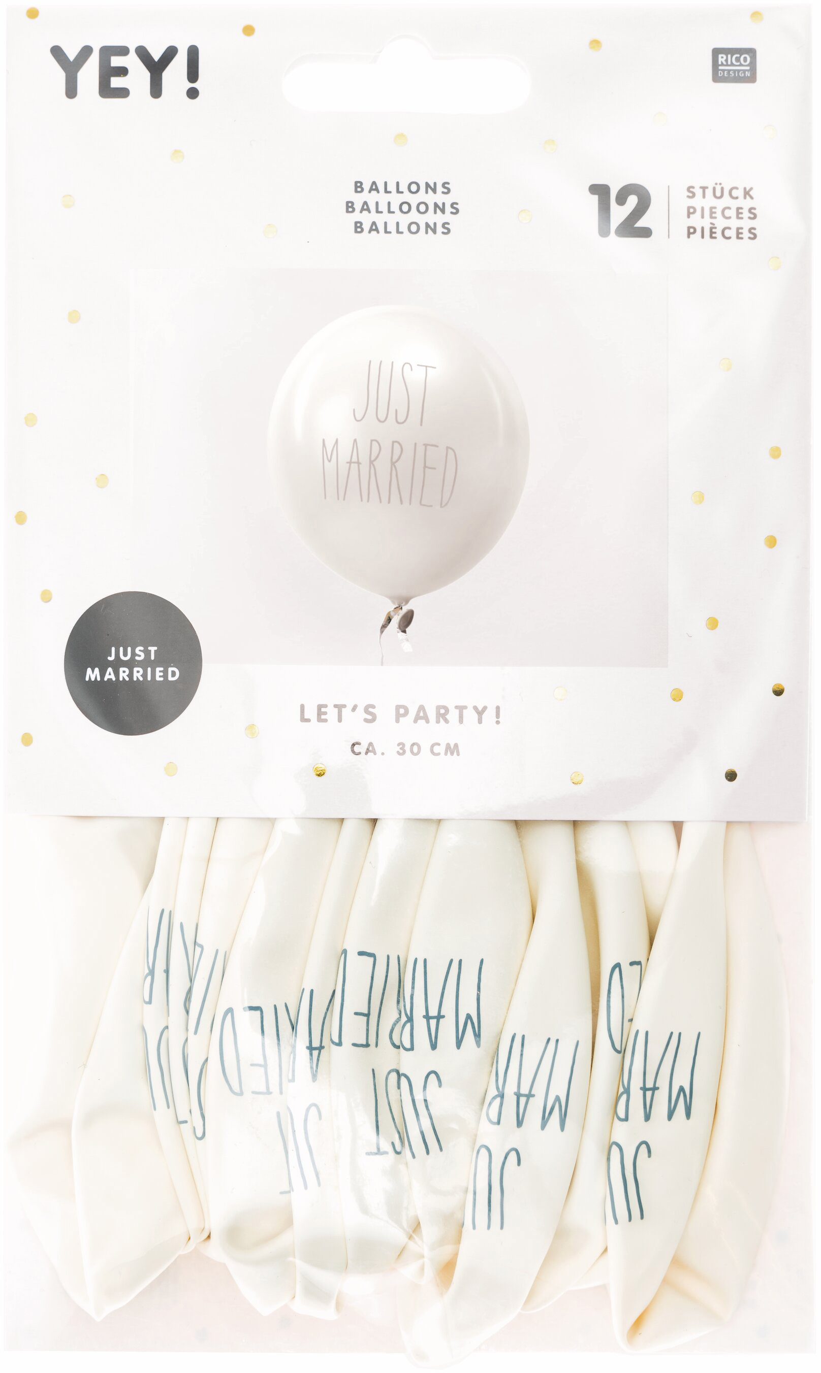 photo RICO DESIGN Ballons 30cm 81001.00.05 Just Married 12 pièces
