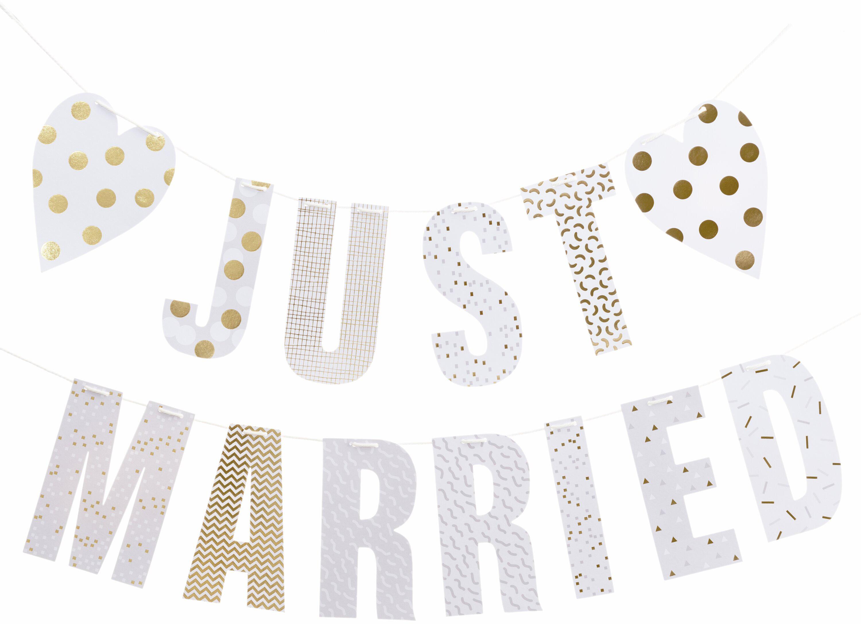 photo RICO DESIGN Guirlande Just Married 3m 99000.64.52 blanc, or