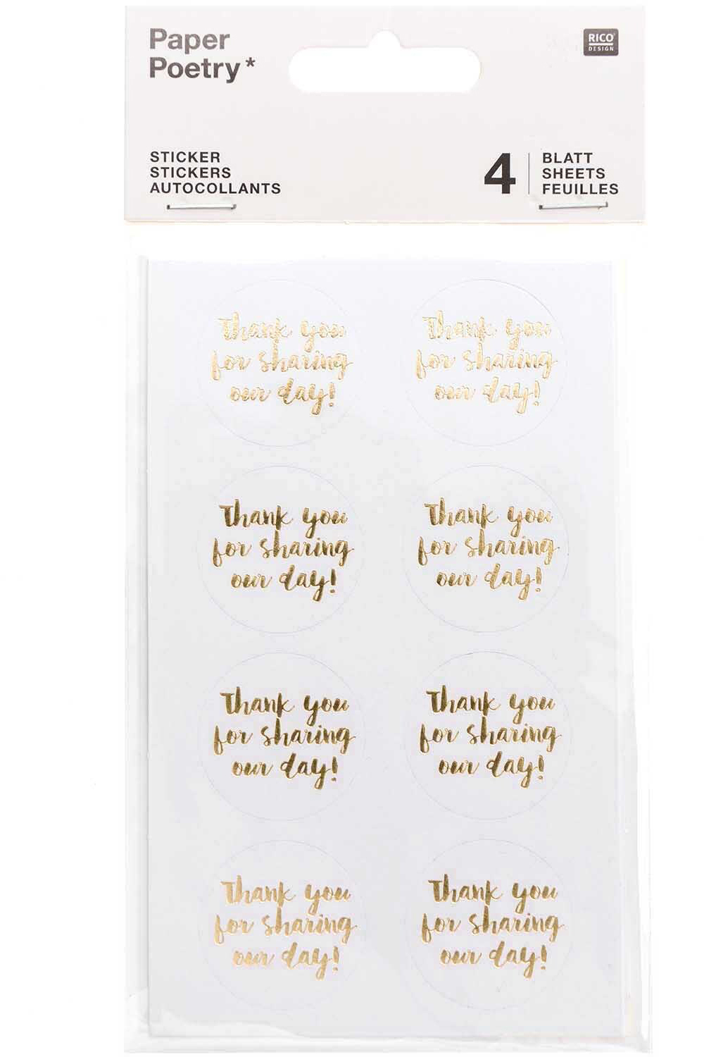 photo RICO DESIGN Sticker Thank you 99001.22.14 blanc 32 pièces