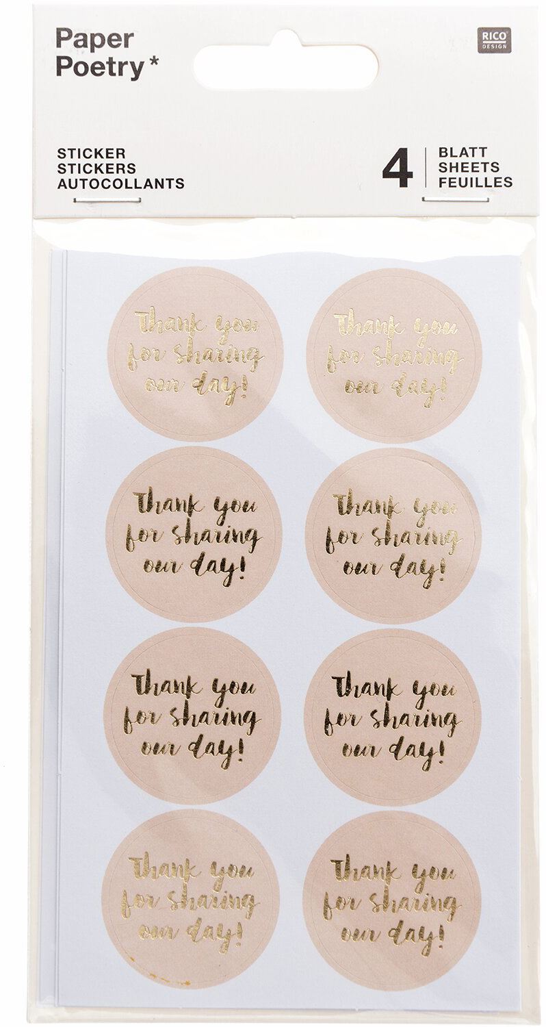 photo RICO DESIGN Sticker Thank you 99001.22.15 poudre 32 pièces