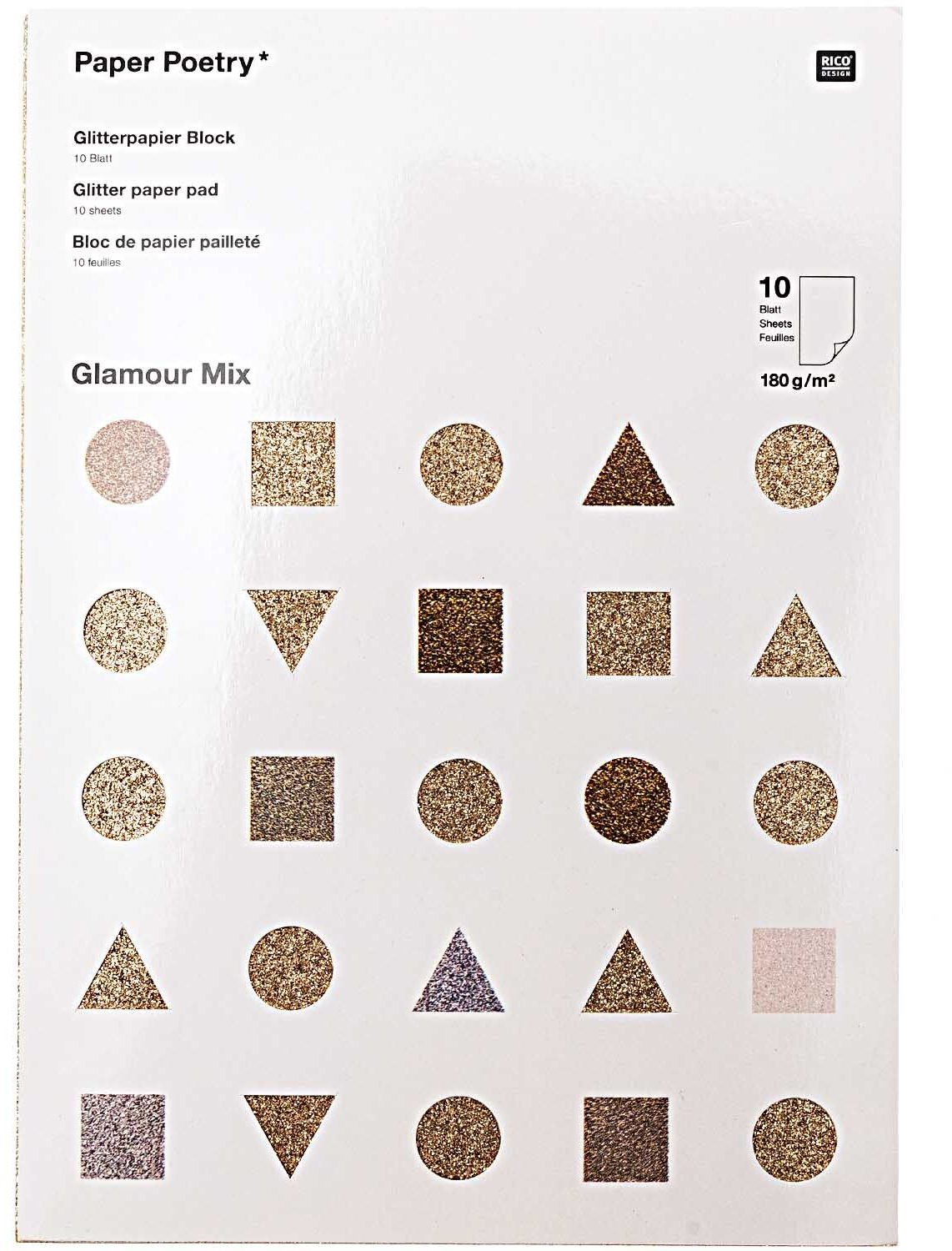 photo RICO DESIGN Bloc de papier pailleté A4 99001.50.61 Glamour 180g, 10 feuilles