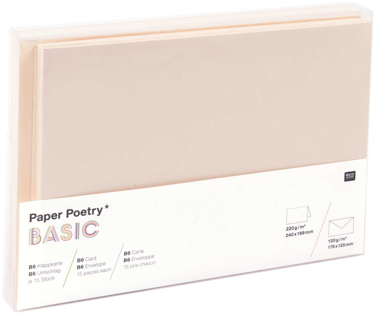 photo RICO DESIGN Set de cartes Basic B6 99010.08.15 ivoire 30 pièces