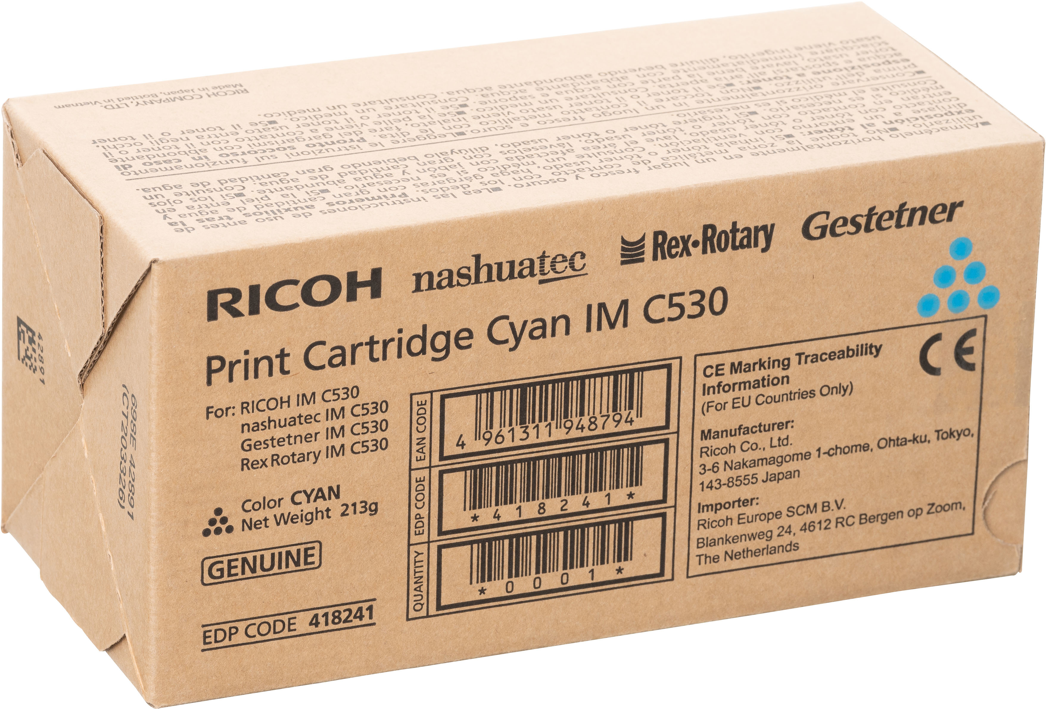 photo RICOH Toner cyan 418241 IM C530 18'000 pages