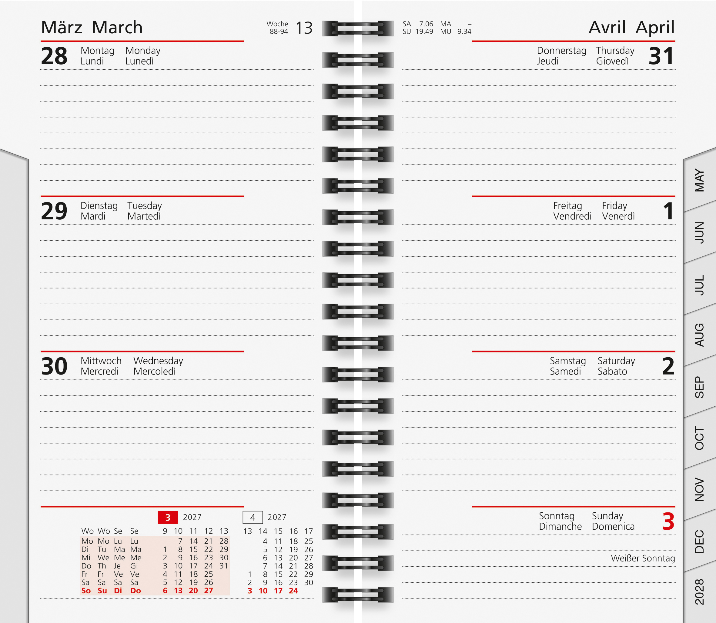 photo RIDOIDE Plan. Rempl. int. Wire-O 2027 7017810007.27 1S/2P ML 8.7x15.3cm