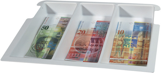 RIEFFEL SWITZERLAND Geldkassetten Einsatz 7NOTENFAC 28,6×23×4,6cm 3-teilig