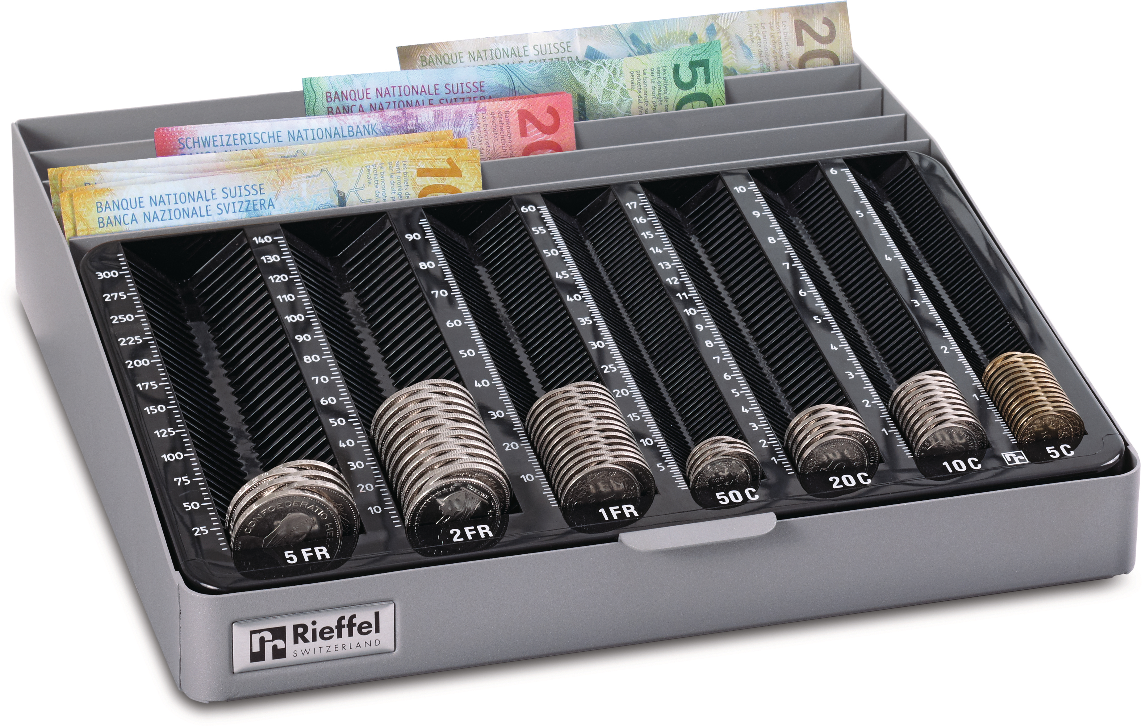 RIEFFEL SWITZERLAND Casiers compte-monnaie MONETA-MOBILE+ CH pour CHF 282x280x60mm pour CHF 282x280x