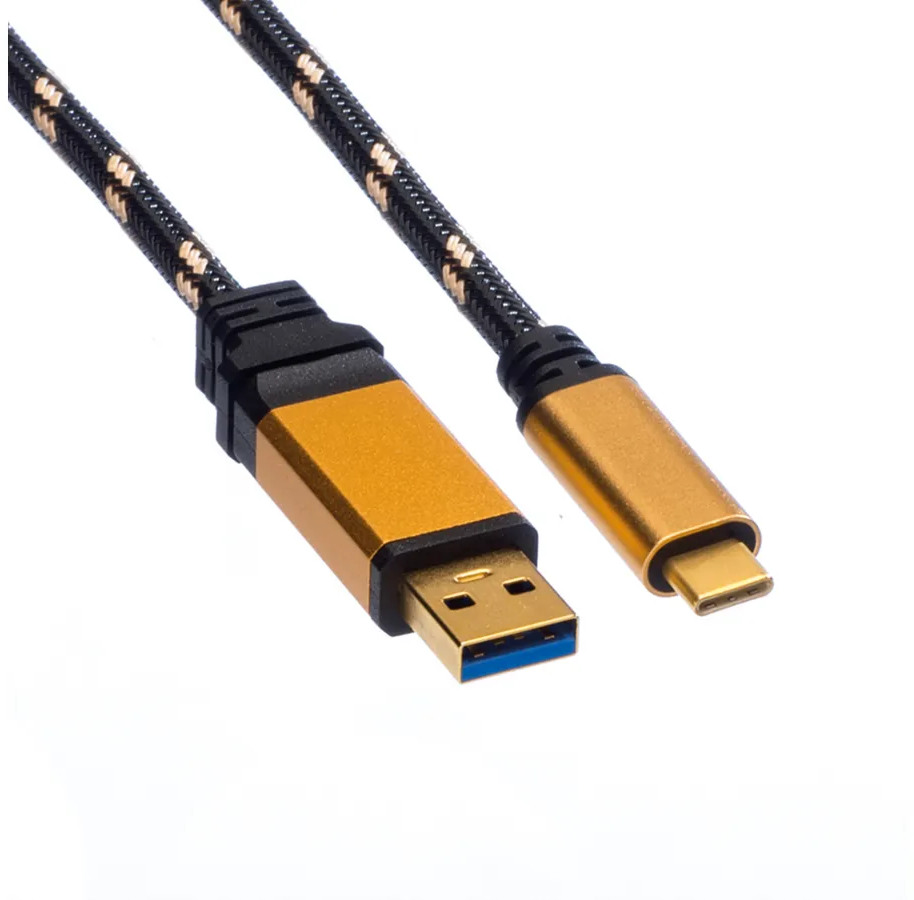 ROLINE USB-A-C, Lade & Datenkabel 11.02.9013 Gold, ST/ST, 3.2 Gen2 1m
