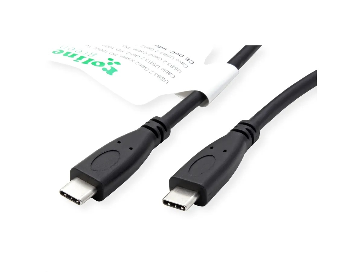 photo ROLINE USB-C-C, Lade & Datenkabel 11.44.9057 Black, ST/ST, 100W, 3.2Gen2 1m
