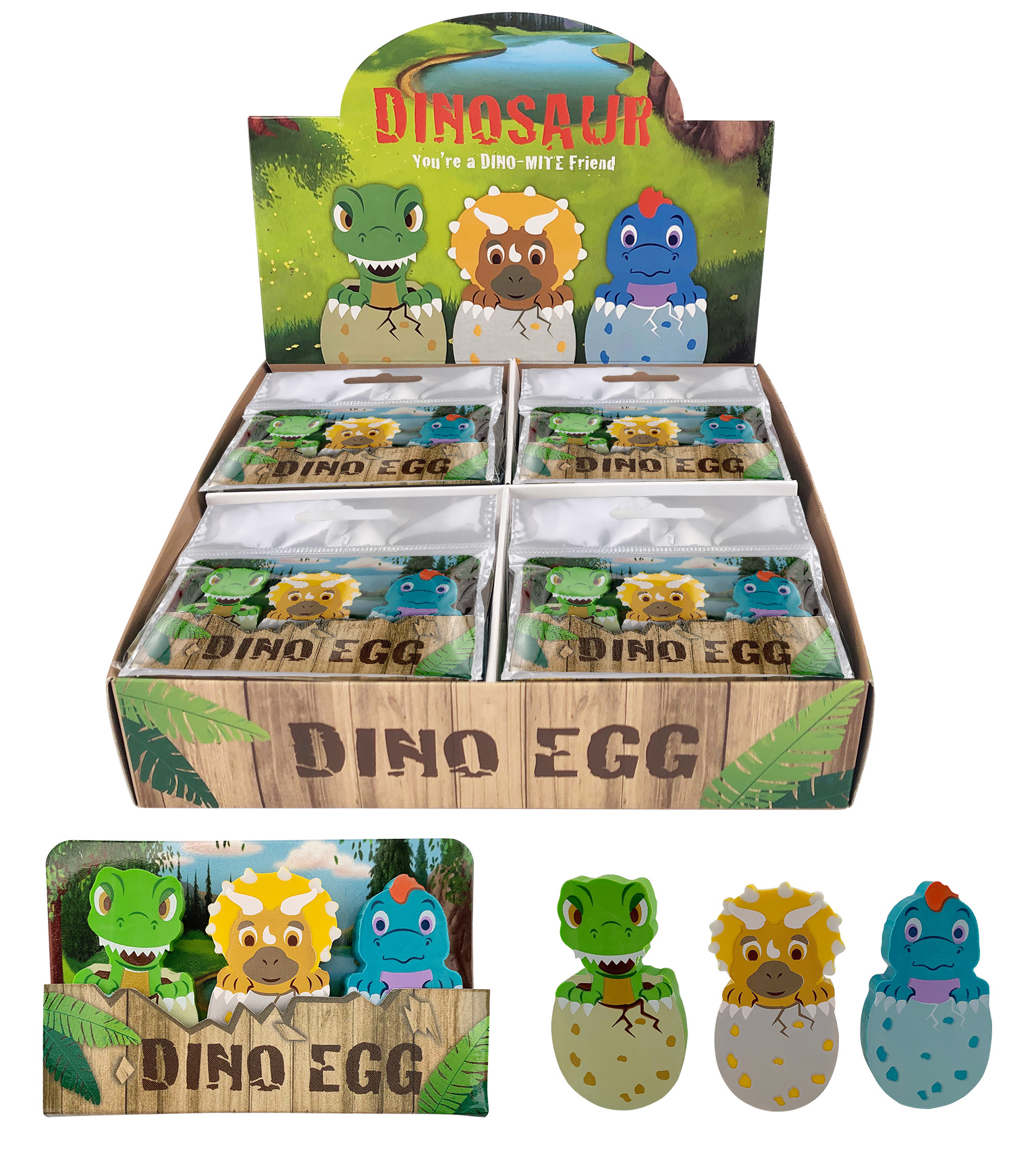 ROOST Gomme Dinosaure 4528B 3 Set