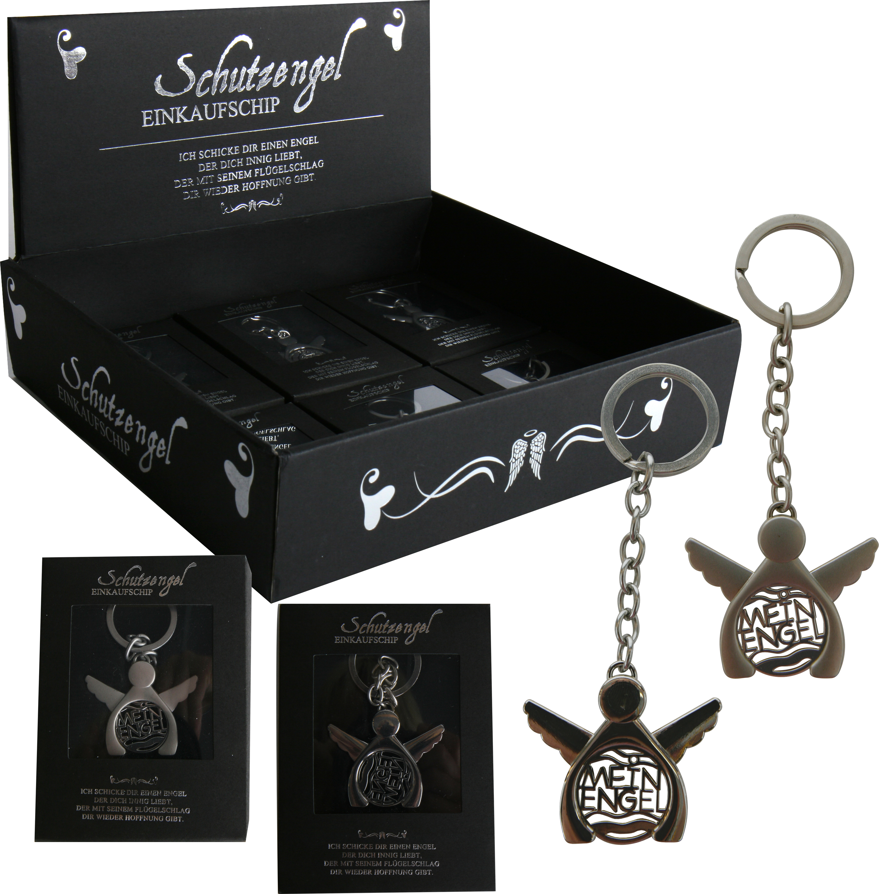 Schlüsselanhänger Schutzengel 541208 silber, mit Clip und Box