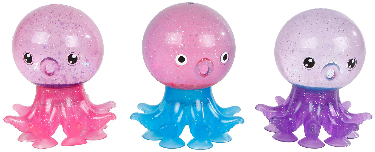 ROOST Squeeze Ball Octopus 621579 avec ventouses, assorties