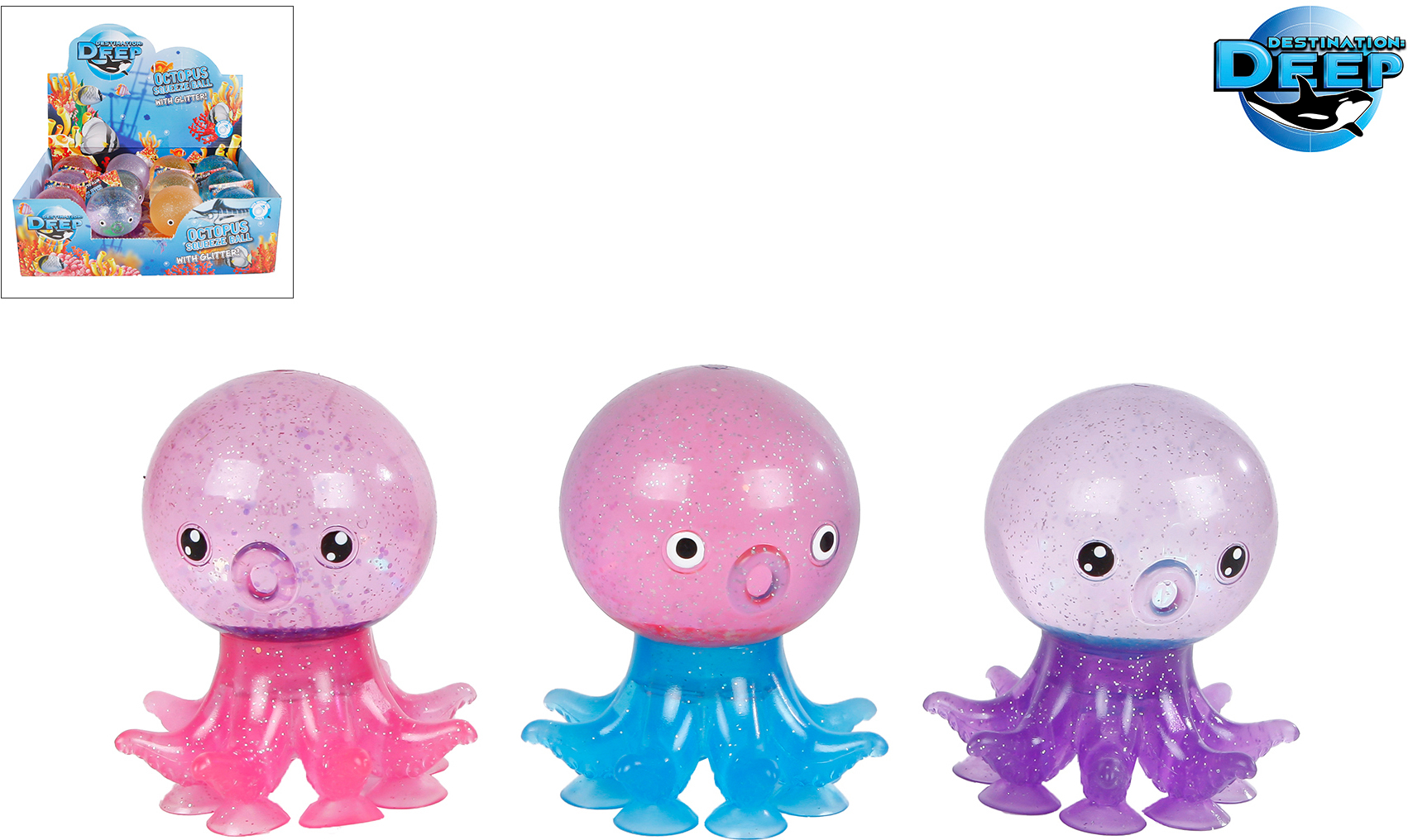 ROOST Squeeze Ball Octopus 621579 avec ventouses, assorties