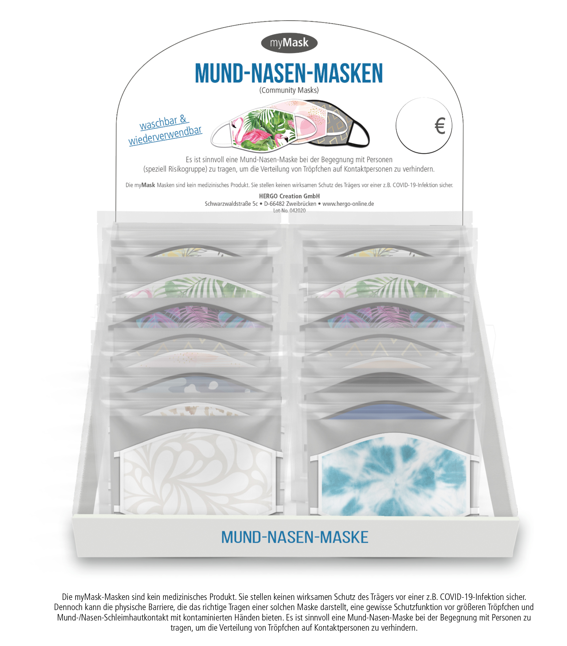 Mund-Nasen-Maske Fantasy 9737 12 Styles im Display