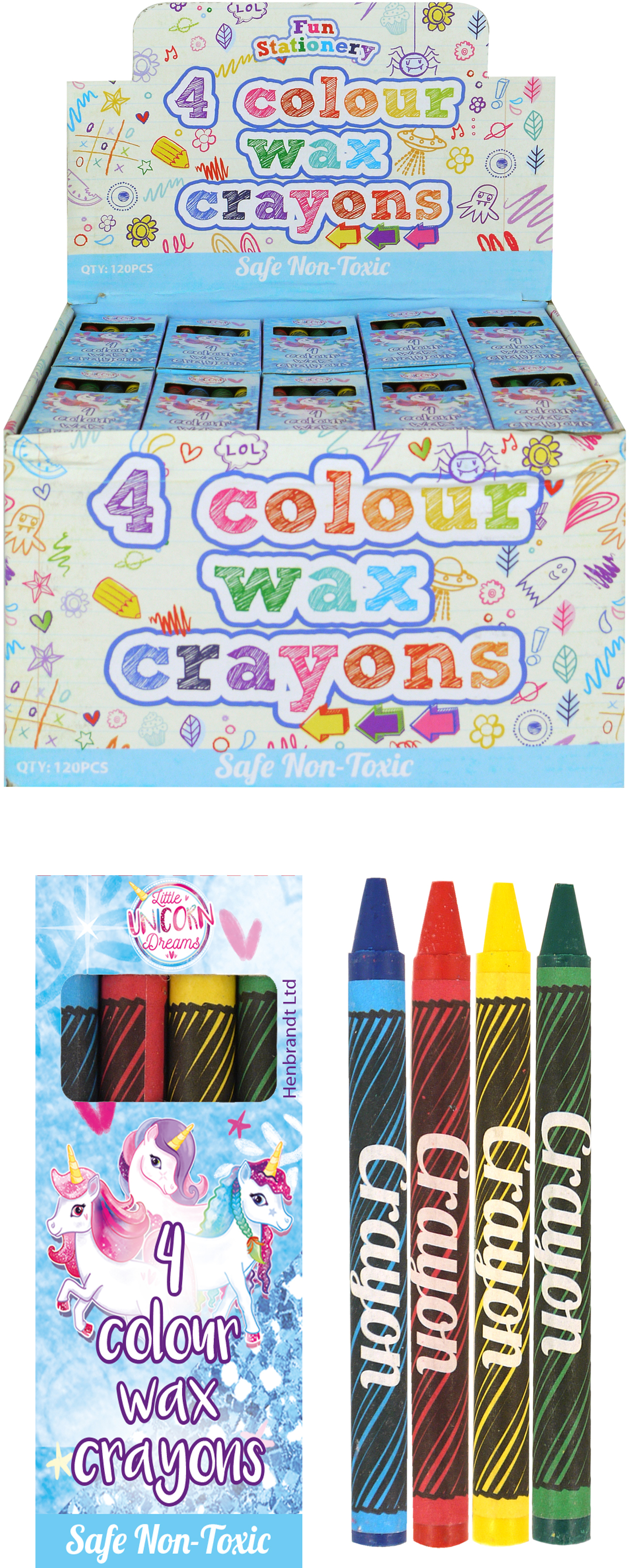 ROOST Crayon wax Unicorn 4 PC Box S51 453 8cm, 4 ass.